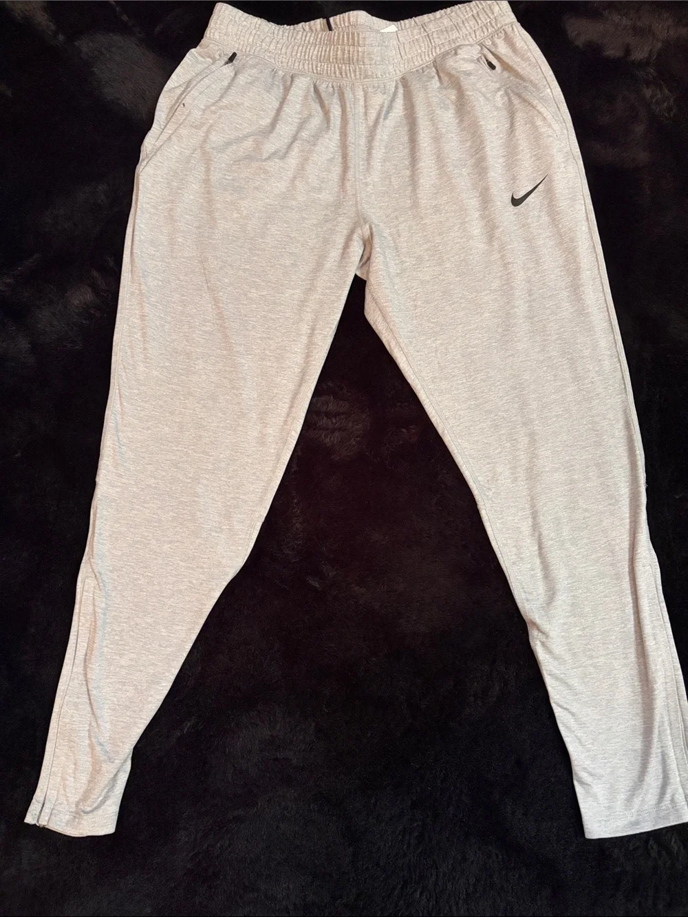 Nike Light Gray Women’s Jogger Sweatpants with Black Swoosh